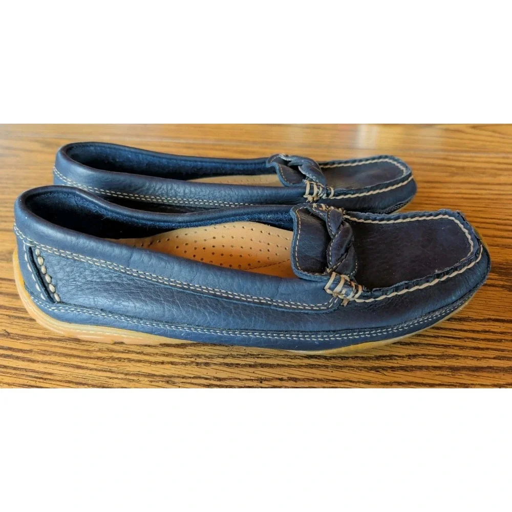 L. L. Bean Men's Blue Leather Slip on Loafer Casual Shoes OFQU2 Size 6.5 M